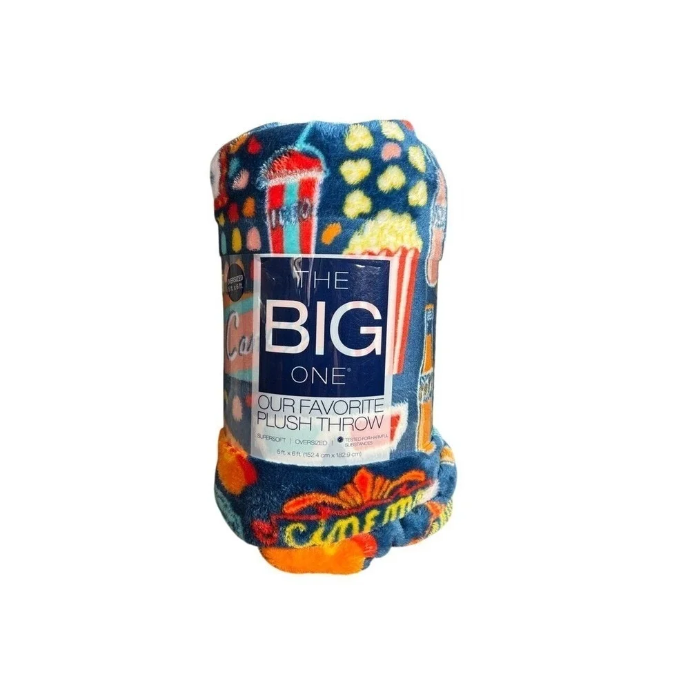 The Big One Movie Night Oversized Plush Throw Blanket 5x6' Pop Art GIFT NEW
